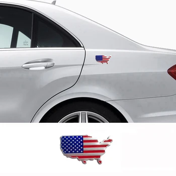 1pc 7x4cm Hliníkové Znak pre Americkej Vlajky Mapu Odznak pre BMW, Mercedes Benz Tesla Nissan Jeep VW Strane Dekorácie Auto Samolepky