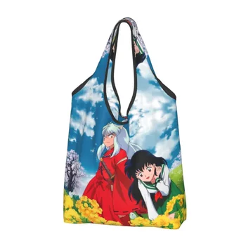  Móda Inuyasha Nakupovanie Tote Tašky Prenosné Anime Higurashi Kagome Potraviny Shopper Taška Cez Rameno