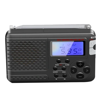 Multifunkčné Rádia S Anténou Prenosné LCD Displej AM/FM/SW/TV Full-Band Radio 50/60HZ) 3XAAA Batérie Rádio Skladovanie