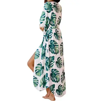 Ženy Dovolenku Plavky Zakryť Zelené Tropické Necháva Otvoriť Predné Kimono Cardiga Dropshipping