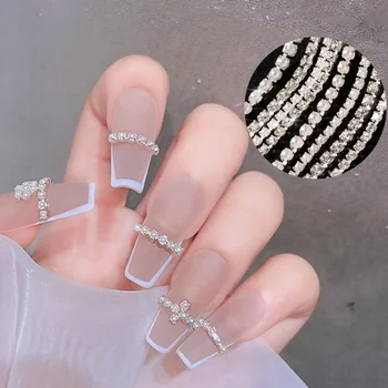 25 cm Pearl 3D Nechtov Kamienkami Reťazca Lesk Kryštály Diamond Reťazca, Šperky, Striebro, Nail Art Dekorácie, Ozdoby Accesoires