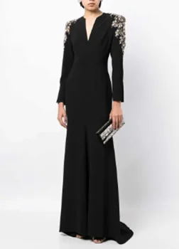 Výkon Večerné Šaty 2024 Haute Couture Dlhé Šaty Black Drahokamu Luxusné dámske Party Šaty High-end Formálne Fáze