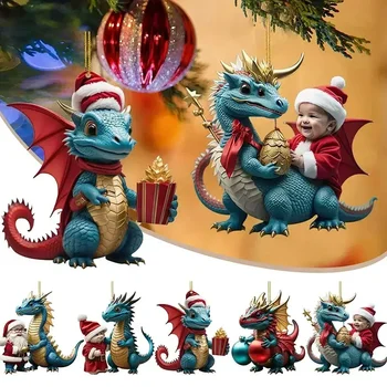 Akryl Vianočné Dragon Ornament Stromček, Ozdoby, Výzdoba pre Vianočné Dekorácie Dodávky 2024 Zábava Prívesok Dary