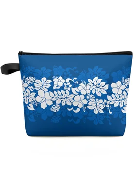 Havajská Tropický Kvet Modrý Veľkokapacitný Cestovná Kozmetická Taška Prenosná Make-Up Odkladacie Puzdro Ženy Nepremokavé Peračník