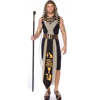 Multi-Dielna Sada Cosplay Egyptský Faraón Karneval Kostým Mužov Kostým Kráľ Fáze Halloween Štádium Elegantný Retro