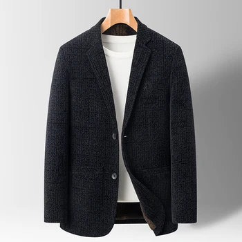 Nová pánska Móda Gentleman Elegantné Plus Cashmere kórejská Verzia Britský Štýl Bežné Slim-fit Business Svadobné Sako