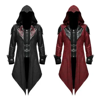 2 Farba Assassin Cosplay Stredovekého Človeka Streetwear Kapucňou Bundy Outwear Kostým Edward Assassins Creed Halloween Kostým