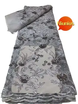 5yards Najnovšie Super Kvalita Mäkké Elegantná Výšivka Tylu Sequin Čipky Textílie pre Partu Večerné Šaty NN2788_R