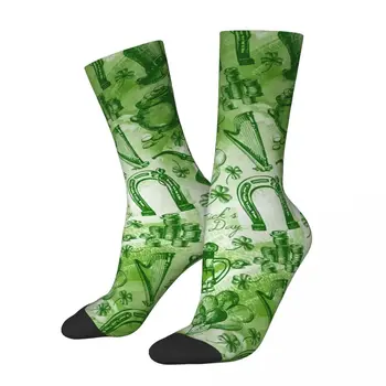 Zelený Klobúk Zlaté Mince Podkovy Zimné Ponožky Inovatívne Dlhé Pančuchy Ponožky Pre Muža, Ženu Harajuku