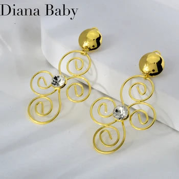 Módne Jednoduché Zlatá Farba Drop Náušnice Pre Ženy, Luxusné Kvality CZ Zirkón Visí Ucho Šperky Taliansko Lady Šperky Dary