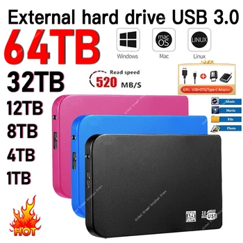 Originálne prenosné externé ssd 2TB vysokorýchlostné Externý pevný disk 8TB Mobilné jednotky ssd (Solid State Disk USB 3.1 SSD Pevný Disk Pre Prenosné