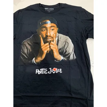 Tupac Poetickú Spravodlivosť Tričko Dospelých Black Posádky Krku Rap, Hip Hop 2pac Veľkosť L dlhými rukávmi