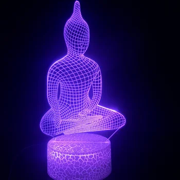 Nighdn Buddha Deti Nočné Svetlo 3D Ilúziu Lampa Spálne Dekorácie Led Nočného Deti Narodeniny, Vianočné Darčeky pre Priateľa