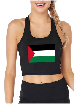 Palestína Veľké Vlajky Grafické Sexy Slim Fit Plodín Top Žien rekreačný Šport Fitness Tréning Tank Topy Palestínskych Košieľka