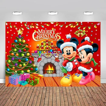 Červená Vianočné Pozadie pre Mickey Mouse Vianočné Téma Strana navrhne Vianoce Foto Pozadia Christmas fireplace Banner